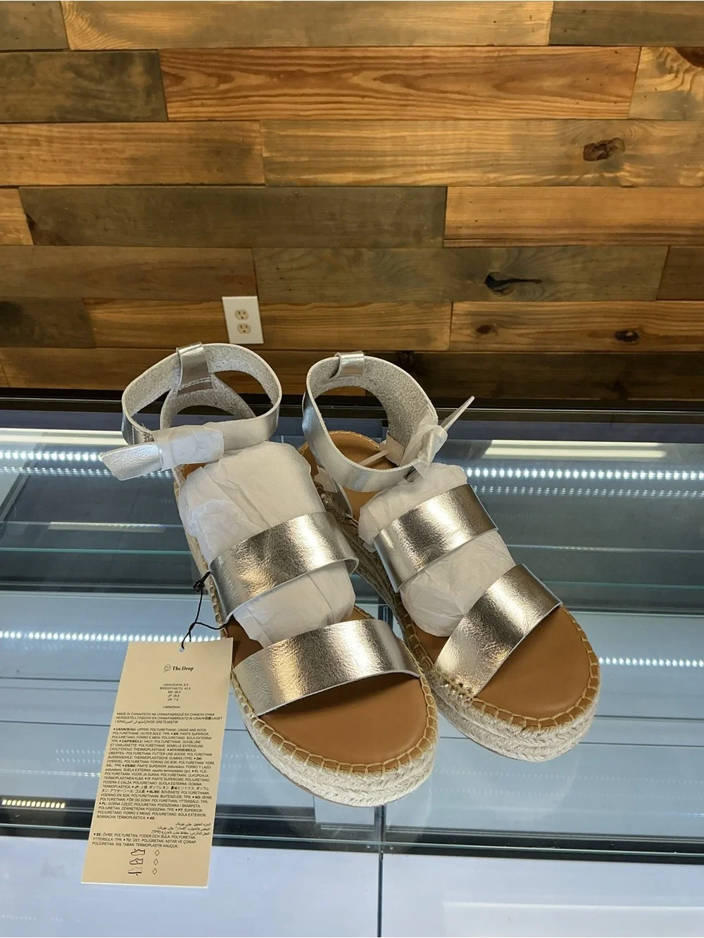 Silver Metallic Platform Espadrille Sandals